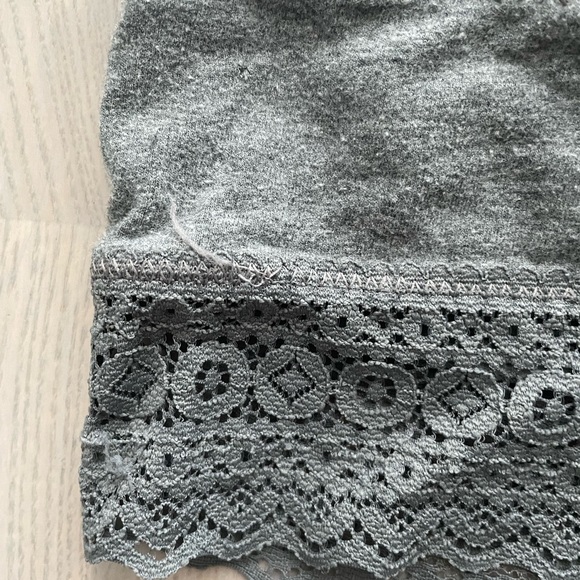 Aerie Grey Terry Lace Trimmed Cotton Blend Bralette - Picture 6 of 6